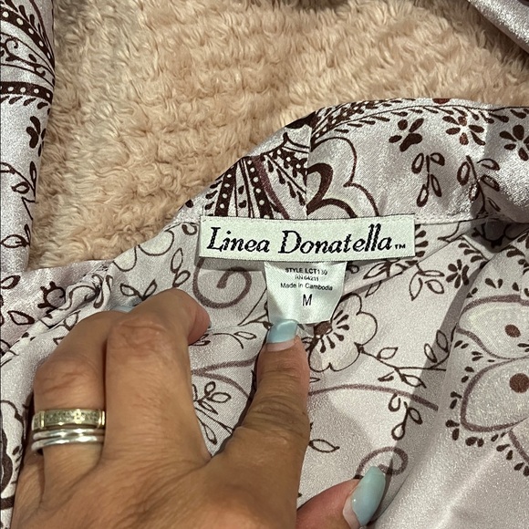 Linea Donatella Floral Pajama Set - Cream and Brown - Picture 6 of 9